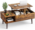 OLIXIS Wood Lift Top Coffee Table with Hidden Compartment and Large Storage Shelf, Lift Tabletop Dining Center Table for Home Living Room Office, Black