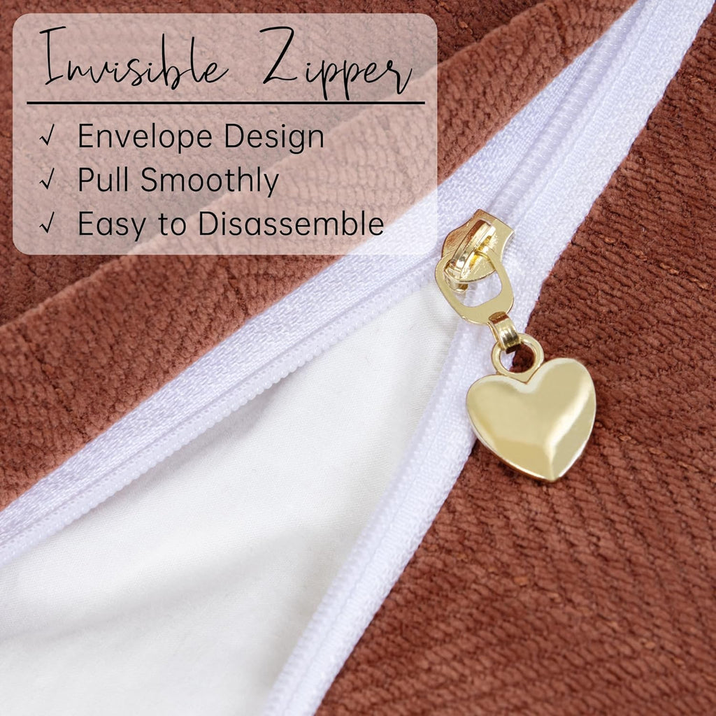 Rust Chenille Throw Pillow Covers