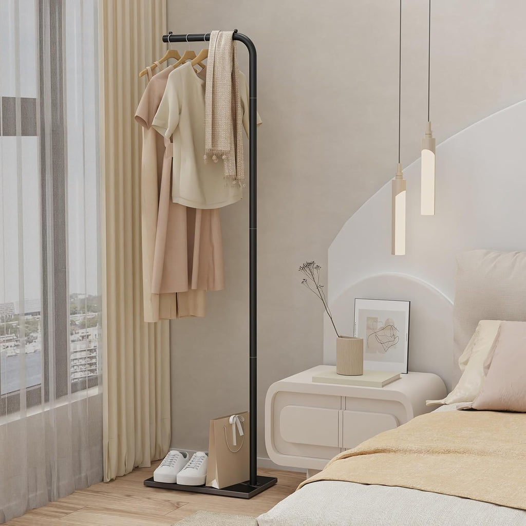Metal Coat Rack Freestanding, Stable Clothing Rack with Rock Base, Coat Tree Suitable for Bedroom, Hallway, Office, 70.8 Inches High, Black