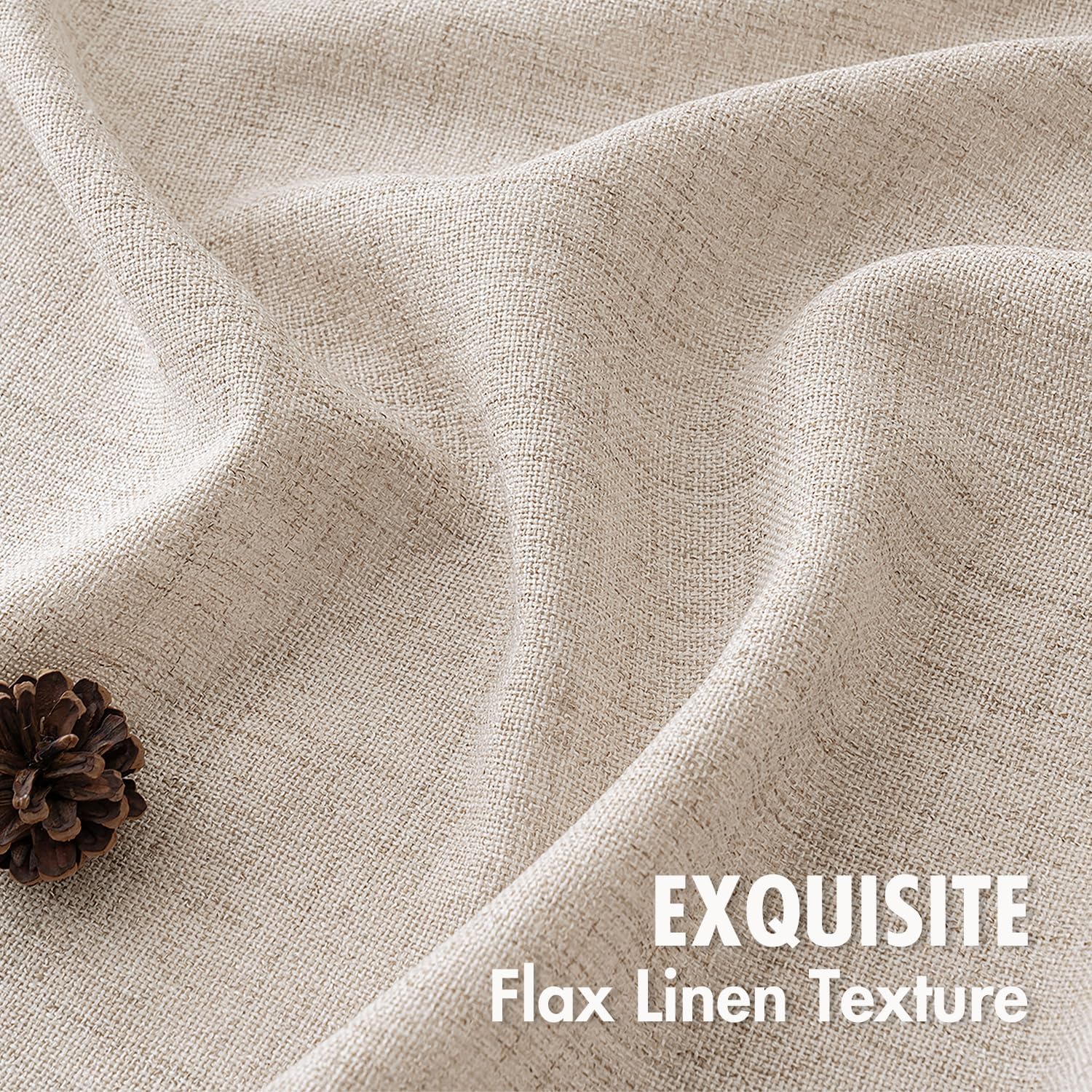 Linen Curtains 84 Inch Length 2 Panels Natural Semi Sheer Curtain with Back Tab Rod Pocket, Light Filtering Window Privacy Burlap Drapes for Living Room Bedroom 42W x 84L Linen