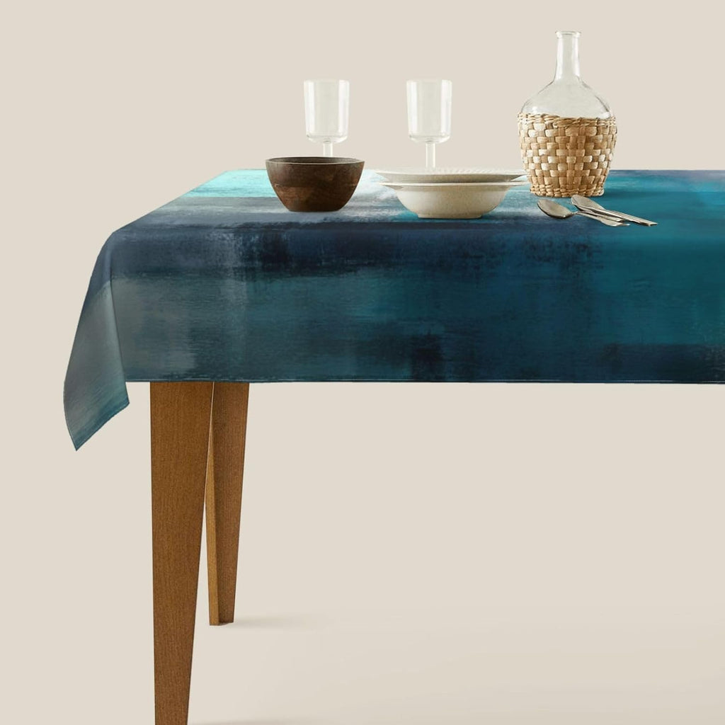 Teal Grey Tablecloth Turquoise Rectangle Table Cloth Washable Table Cover for Decoration Kitchen Dining Room 60x90 Inch